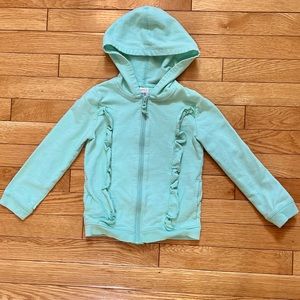 💕4/5 So sweet zip up mint green hoodie with ruffles!